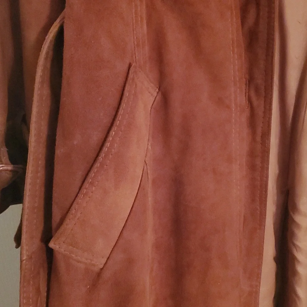 TFC Women's Belted Suede Trench Coat - Picture 3 of 16